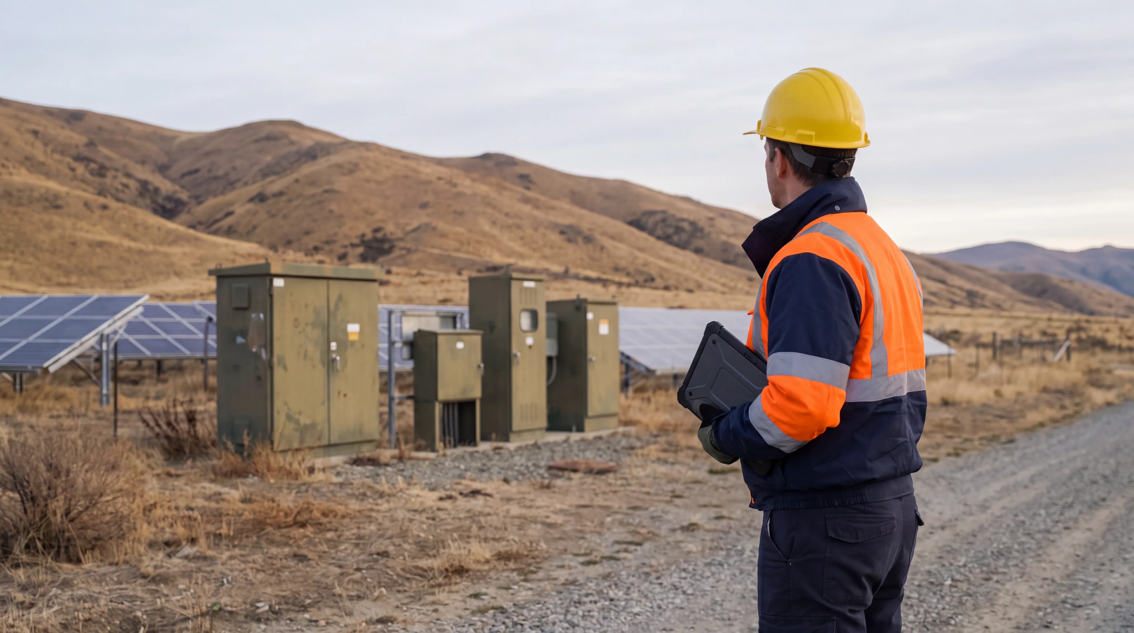 Generated field engineer inspecting a remote utility site